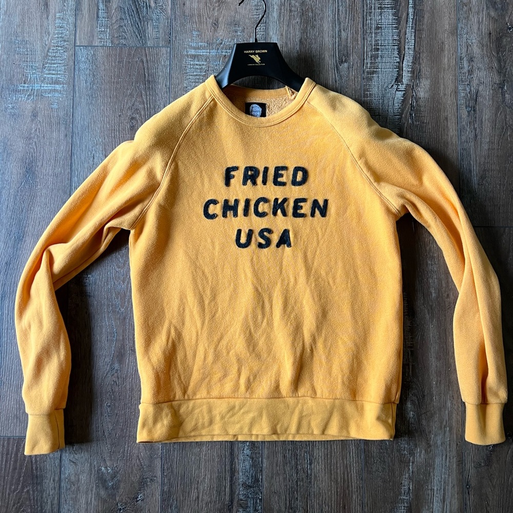 KFC Fried Chicken USA Sweatshirt Yellow Size Small Golden Goods - VERY RARE